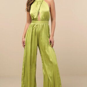 Lulus Green Halter Jumpsuit - Size M